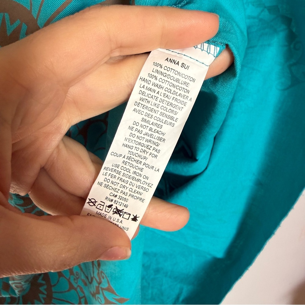 Anna Sui for Anthropologie Endless Chevron Blue Printed Shift Dress Size 10 - Picture 7 of 8
